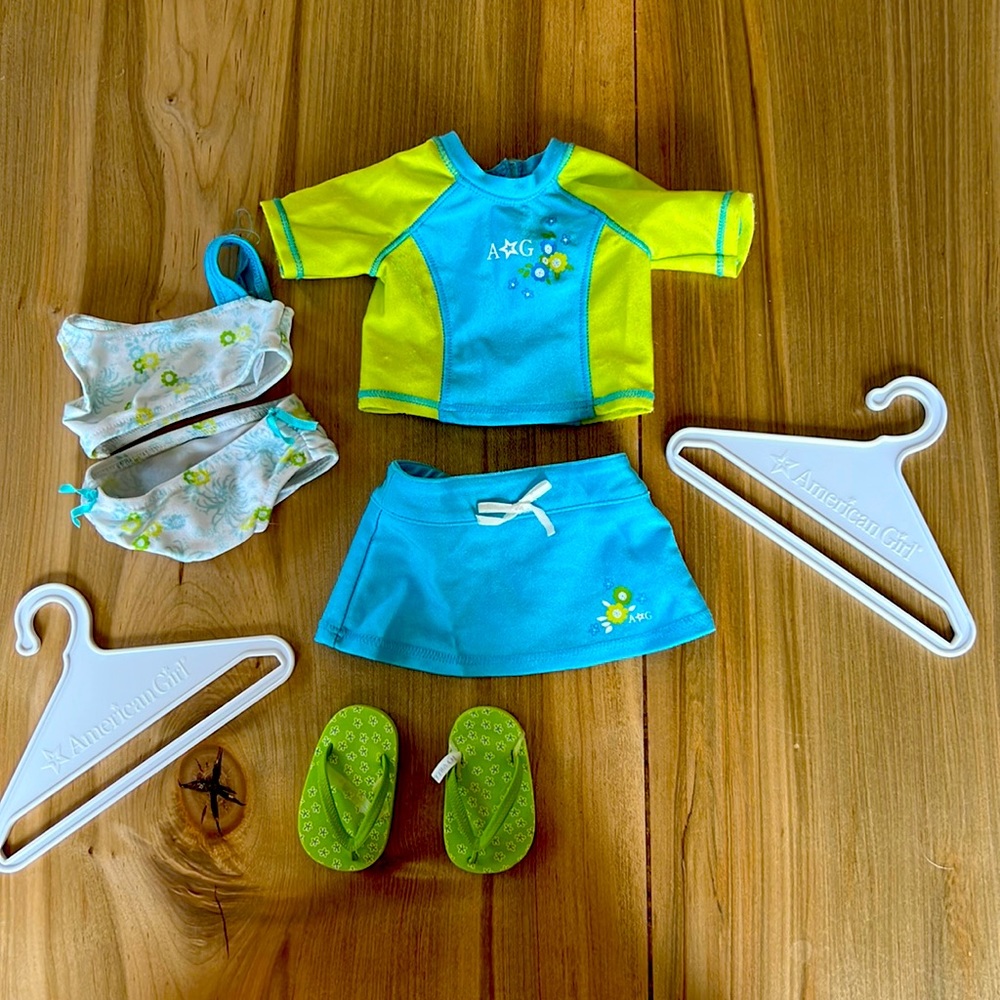 American Girl Bathing Suit and Rash Guard Ensemble